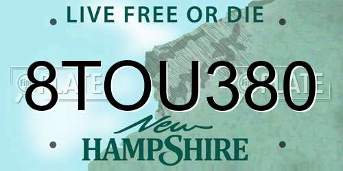 8TOU380 New Hampshire License Plate