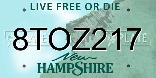 8TOZ217 New Hampshire License Plate