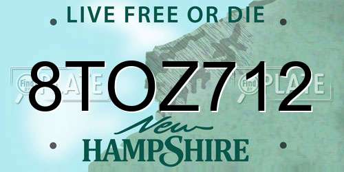 8TOZ712 New Hampshire License Plate