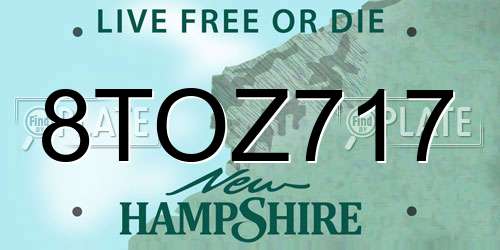 8TOZ717 New Hampshire License Plate