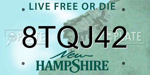 8TQJ42 New Hampshire License Plate