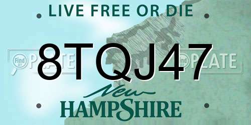 8TQJ47 New Hampshire License Plate