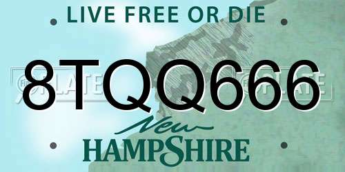 8TQQ666 New Hampshire License Plate