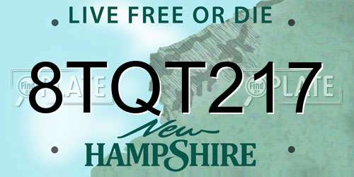 8TQT217 New Hampshire License Plate