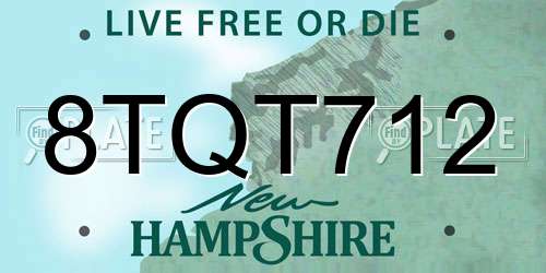 8TQT712 New Hampshire License Plate