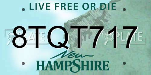 8TQT717 New Hampshire License Plate