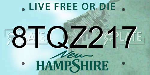 8TQZ217 New Hampshire License Plate