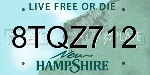 8TQZ712 New Hampshire License Plate