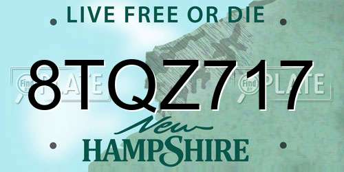 8TQZ717 New Hampshire License Plate