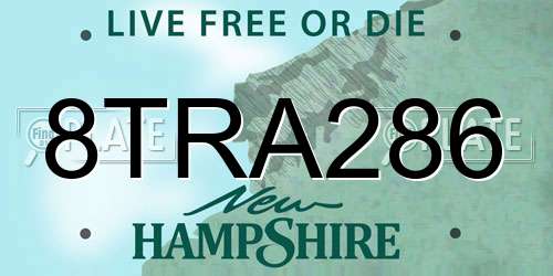 8TRA286 New Hampshire License Plate