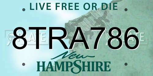 8TRA786 New Hampshire License Plate