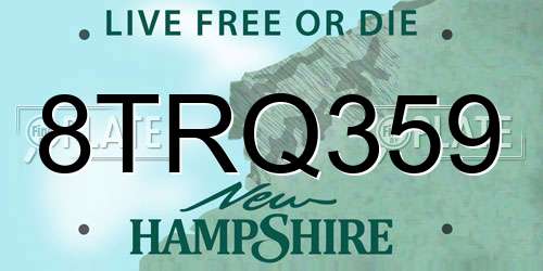 8TRQ359 New Hampshire License Plate