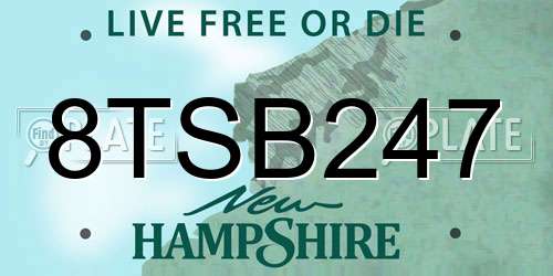 8TSB247 New Hampshire License Plate