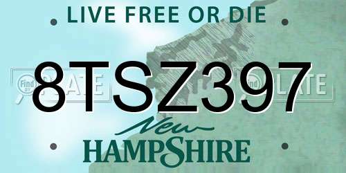 8TSZ397 New Hampshire License Plate