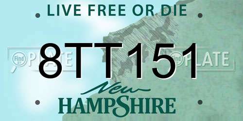 8TT151 New Hampshire License Plate