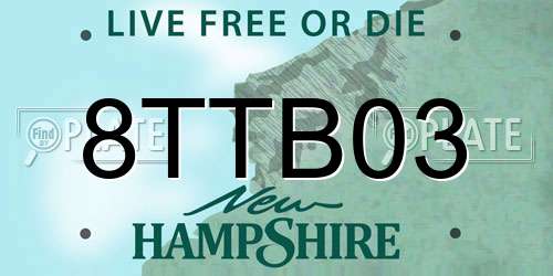 8TTB03 New Hampshire License Plate