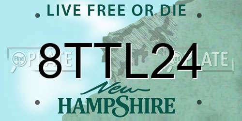 8TTL24 New Hampshire License Plate