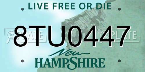 8TU0447 New Hampshire License Plate
