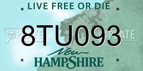 8TU093 New Hampshire License Plate