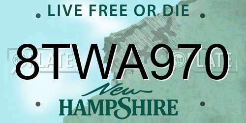 8TWA970 New Hampshire License Plate