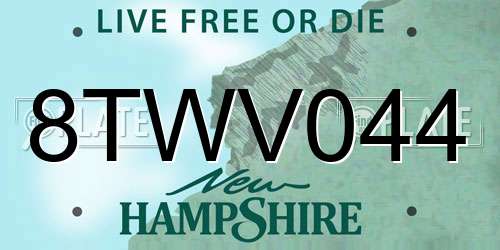 8TWV044 New Hampshire License Plate