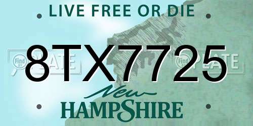 8TX7725 New Hampshire License Plate