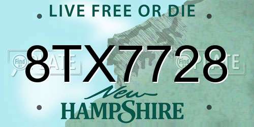 8TX7728 New Hampshire License Plate