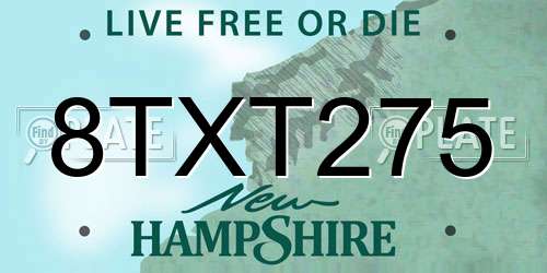 8TXT275 New Hampshire License Plate