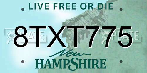 8TXT775 New Hampshire License Plate