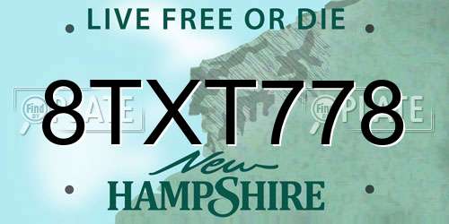 8TXT778 New Hampshire License Plate
