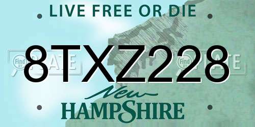 8TXZ228 New Hampshire License Plate