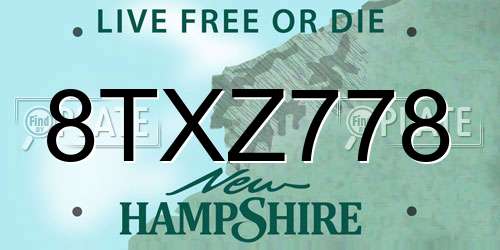 8TXZ778 New Hampshire License Plate