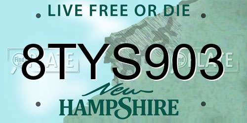 8TYS903 New Hampshire License Plate