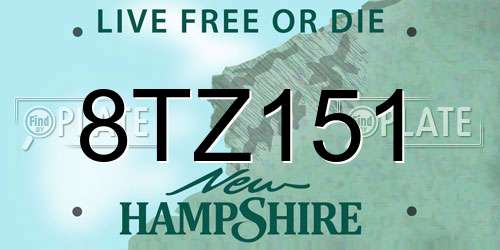 8TZ151 New Hampshire License Plate