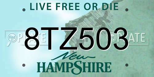 8TZ503 New Hampshire License Plate