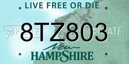 8TZ803 New Hampshire License Plate