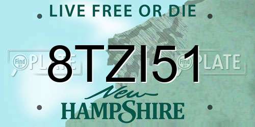 8TZI51 New Hampshire License Plate