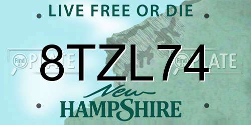 8TZL74 New Hampshire License Plate