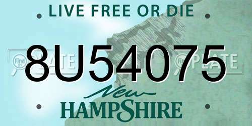 8U54075 New Hampshire License Plate
