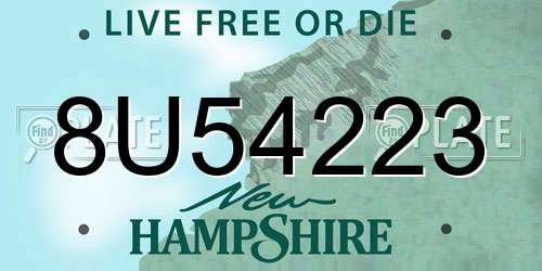 8U54223 New Hampshire License Plate