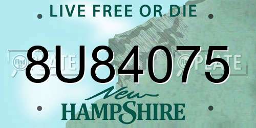 8U84075 New Hampshire License Plate