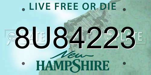 8U84223 New Hampshire License Plate