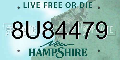 8U84479 New Hampshire License Plate