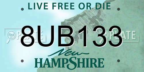 8UB133 New Hampshire License Plate