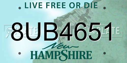 8UB4651 New Hampshire License Plate