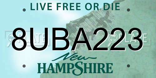 8UBA223 New Hampshire License Plate