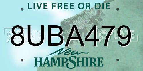 8UBA479 New Hampshire License Plate
