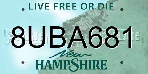 8UBA681 New Hampshire License Plate