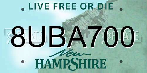 8UBA700 New Hampshire License Plate