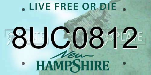 8UC0812 New Hampshire License Plate